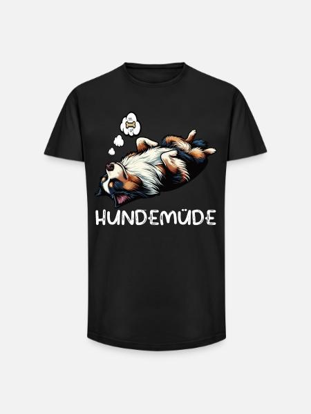 Hundemüde Australian Shepherd Aussie Aussiehalter - Long Fit Männer T-Shirt - Schwarz