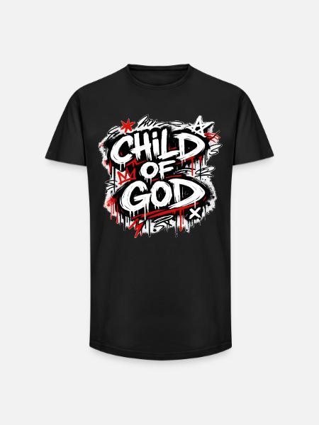 Child of God Graffiti Lettering - Long Fit Men's T-Shirt - black
