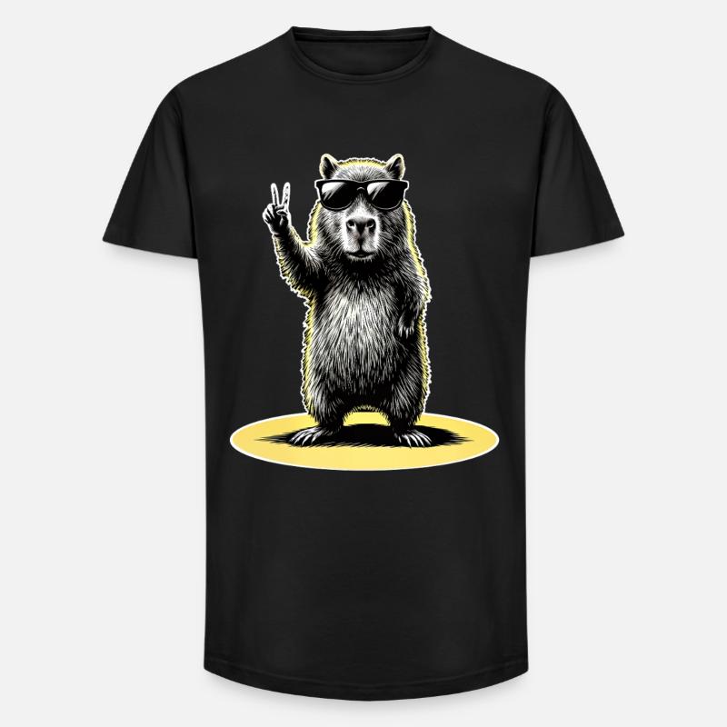 Capybara Peace - Long Fit Männer T-Shirt - Schwarz