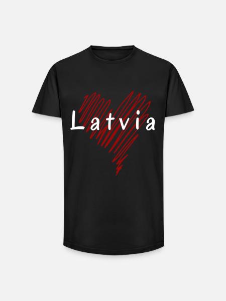 I love Latvia, heart Latvia - Long Fit Men's T-Shirt - black