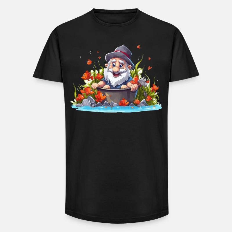 Gnom im Badetopf am Teich - Long Fit Männer T-Shirt - Schwarz