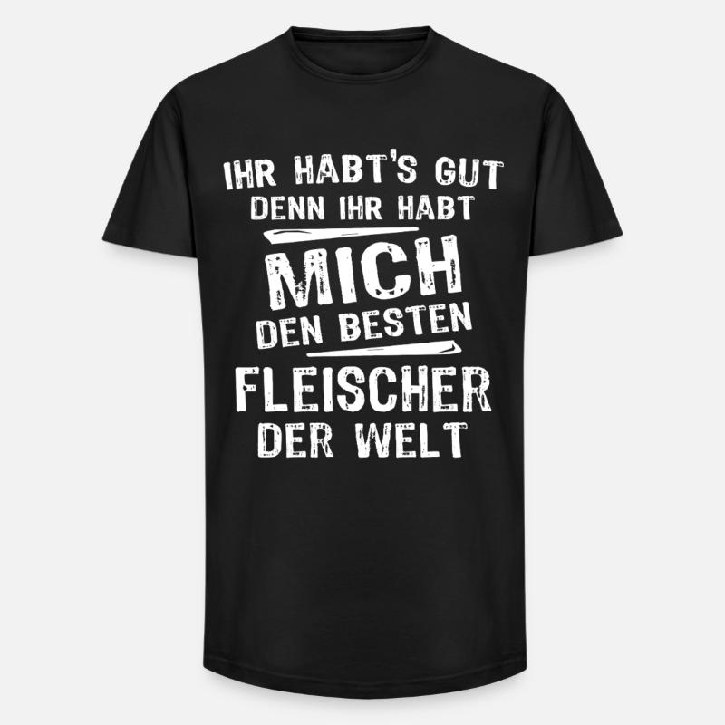 Fleischer - Long Fit Männer T-Shirt - Schwarz