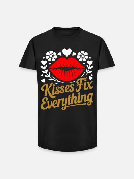 Kisses heal everything - Long Fit Men's T-Shirt - black