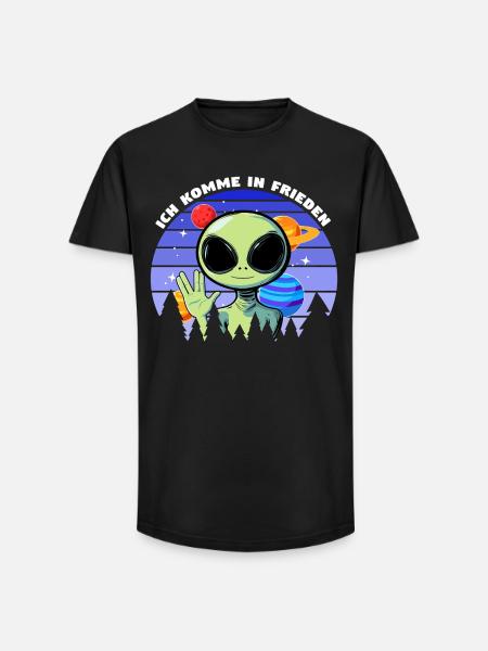 ich komme in frieden - alien - Long Fit Männer T-Shirt - Schwarz