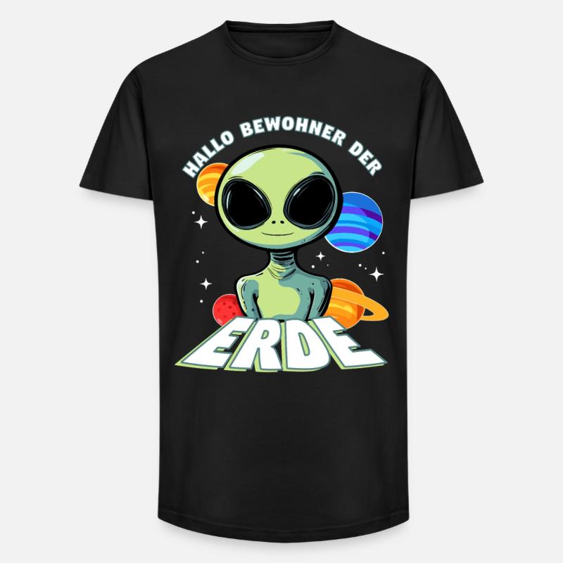 Hallo Bewohner der Erde Alien - Long Fit Männer T-Shirt - Schwarz