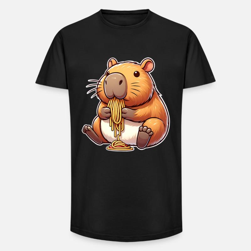 Capybara Pasta - Long Fit Männer T-Shirt - Schwarz