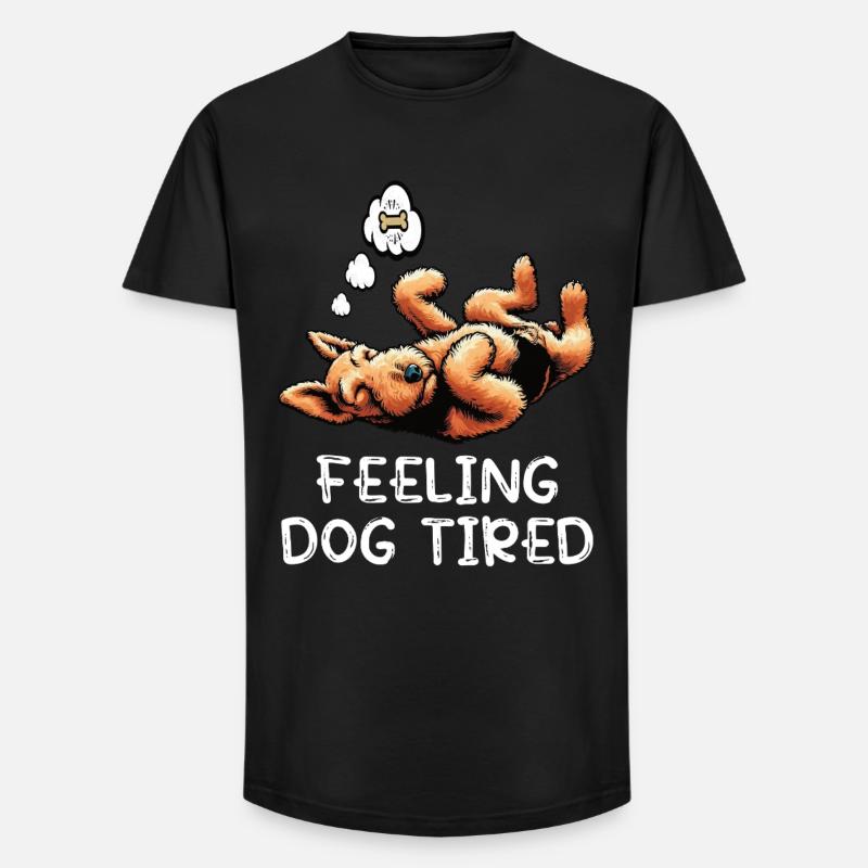Feeling Dog Tired Airedale Terrier Airedales  - Long Fit Männer T-Shirt - Schwarz