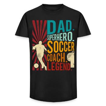 Fußballtrainer Papa Superheld Vater Legende - Long Fit Männer T-Shirt - Schwarz - Vorne - AI Model Male 185 light (185cm)