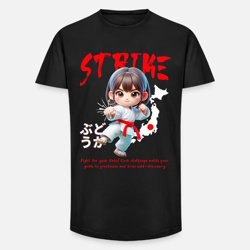 Chibi Karateheld Strike - Long Fit Männer T-Shirt - Schwarz