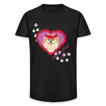 Pomeranian Visage de Putre au Repos - T-shirt coupe longue homme - noir - Devant - AI Model Male 185 light (185cm)