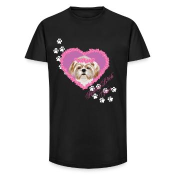 Visage de au repos Shih Tzu - T-shirt coupe longue homme - noir - Devant - AI Model Male 185 light (185cm)