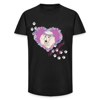 Caniche au visage de au repos - T-shirt coupe longue homme - noir - Devant - AI Model Male 185 light (185cm)