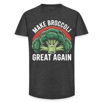 Vegan Gemüse T-Shirt Brokkoli - Long Fit Männer T-Shirt - Anthrazit - Vorne - AI Model Male 185 light (185cm)