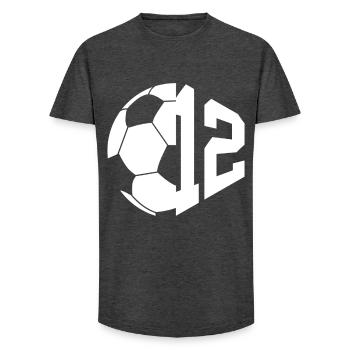 NO. 12 FOOTBALLER NUMBER 12 FOOTBALL 12TH BIRTHDAY - Long Fit Men's T-Shirt - charcoal grey - Front - AI Model Male 185 light (185cm)