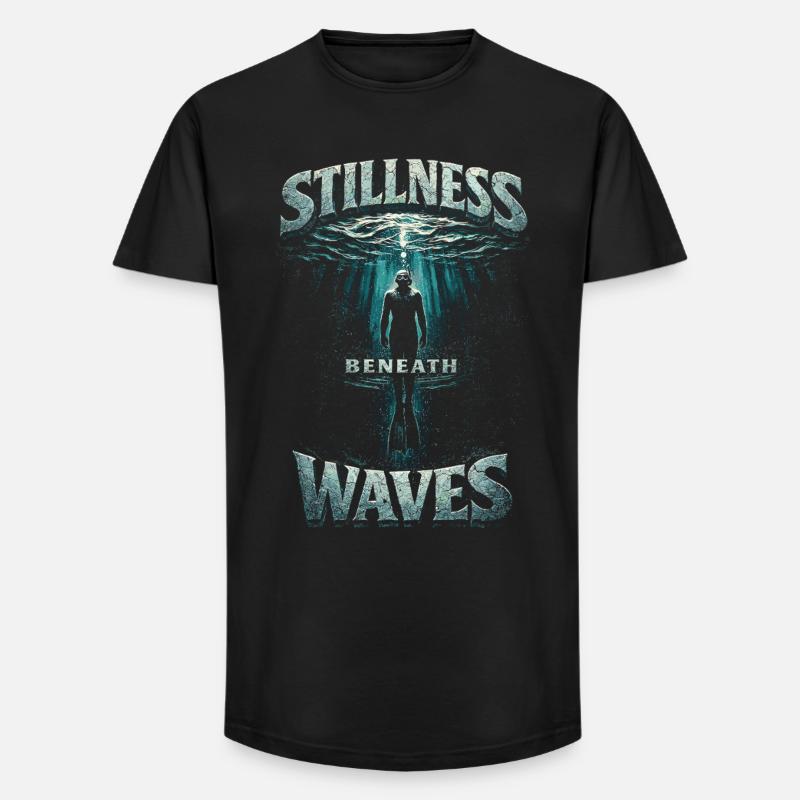 Apnoetauchen Freitauchen Stillness Beneath Waves - Long Fit Männer T-Shirt - Schwarz