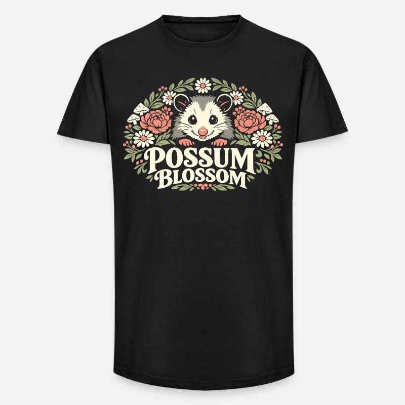 Possum Blossom - Long Fit Männer T-Shirt - Schwarz