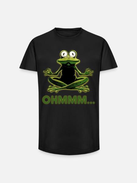 Frog in Meditation: Ohmm Zen - Long Fit Men's T-Shirt - black