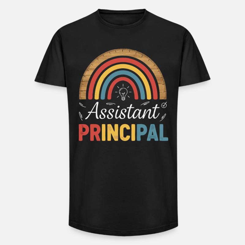 Assistant Principal Rainbow Retro - Long Fit Männer T-Shirt - Schwarz