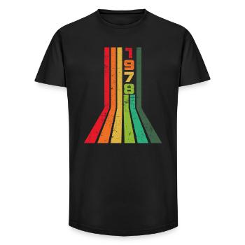 Vintage 1978 - Long Fit Männer T-Shirt - Schwarz - Vorne - AI Model Male 185 light (185cm)
