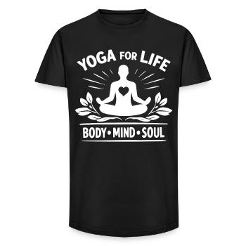 Yoga for Life Body Mind Soul Meditation - Long Fit Men's T-Shirt - black - Front - AI Model Male 185 light (185cm)