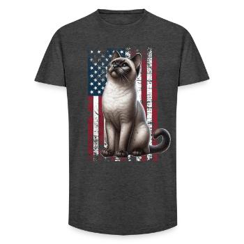 Siamese Cat US Siamkatze - Long Fit Männer T-Shirt - Anthrazit - Vorne - AI Model Male 185 light (185cm)