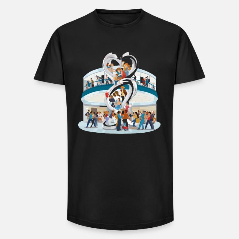 Herzensgemeinschaft Skulptur - Long Fit Männer T-Shirt - Schwarz