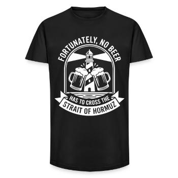 Heureusement, pas d’humour à la bière à la manière d’Hormuz - T-shirt coupe longue homme - noir - Devant - AI Model Male 185 light (185cm)