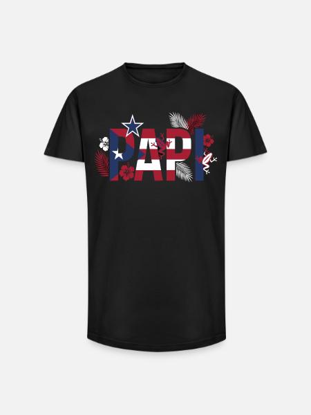 Daddy Flag Tropics Hawaii Style Dad - Long Fit Men's T-Shirt - black