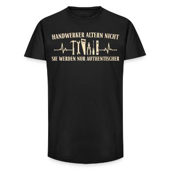 Handwerker altern nicht sie werden authentischer - Long Fit Männer T-Shirt - Schwarz - Vorne - AI Model Male 185 light (185cm)
