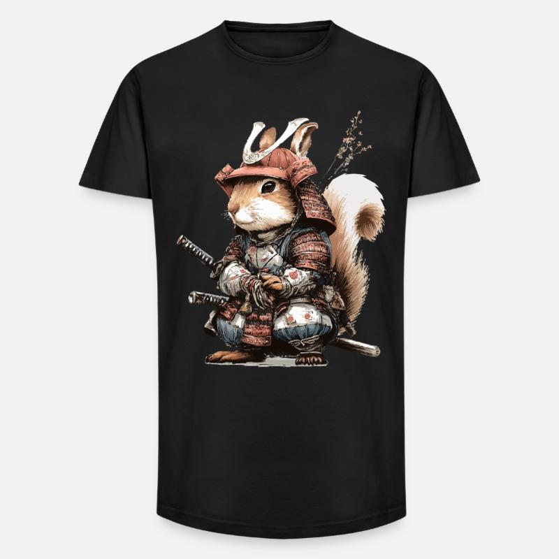 Eichhörnchen-Samurai in Rüstung - Long Fit Männer T-Shirt - Schwarz