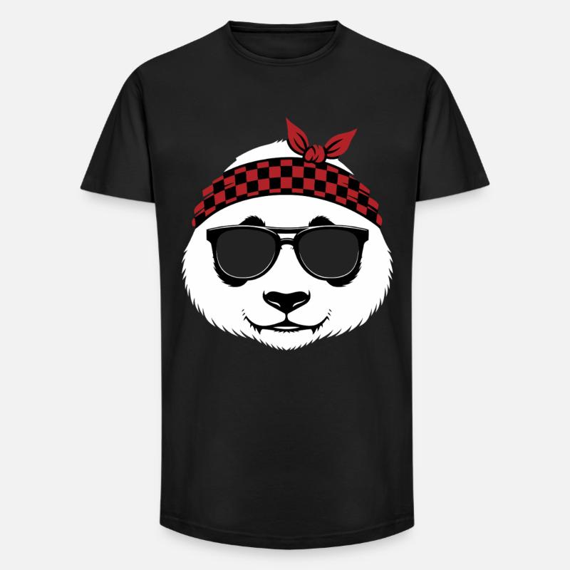Cooler Panda Bär Sonnenbrille - Long Fit Männer T-Shirt - Schwarz