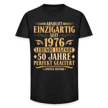 Einzigartig seit 1976 Baujahr 50. Geburtstag - Long Fit Männer T-Shirt - Schwarz - Vorne - AI Model Male 185 light (185cm)