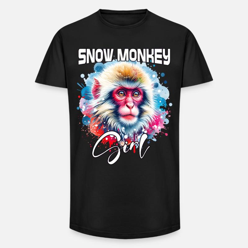Snow Monkey Mädchen Schneeaffe - Long Fit Männer T-Shirt - Schwarz