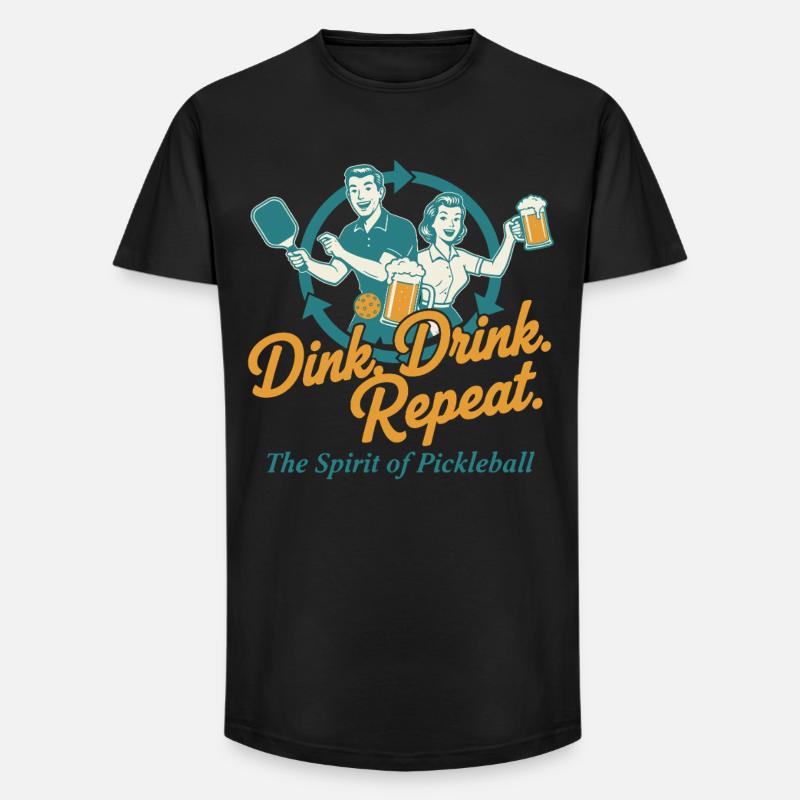 Pickleball Dink Drink Repeat Funny Player - Long Fit Männer T-Shirt - Schwarz