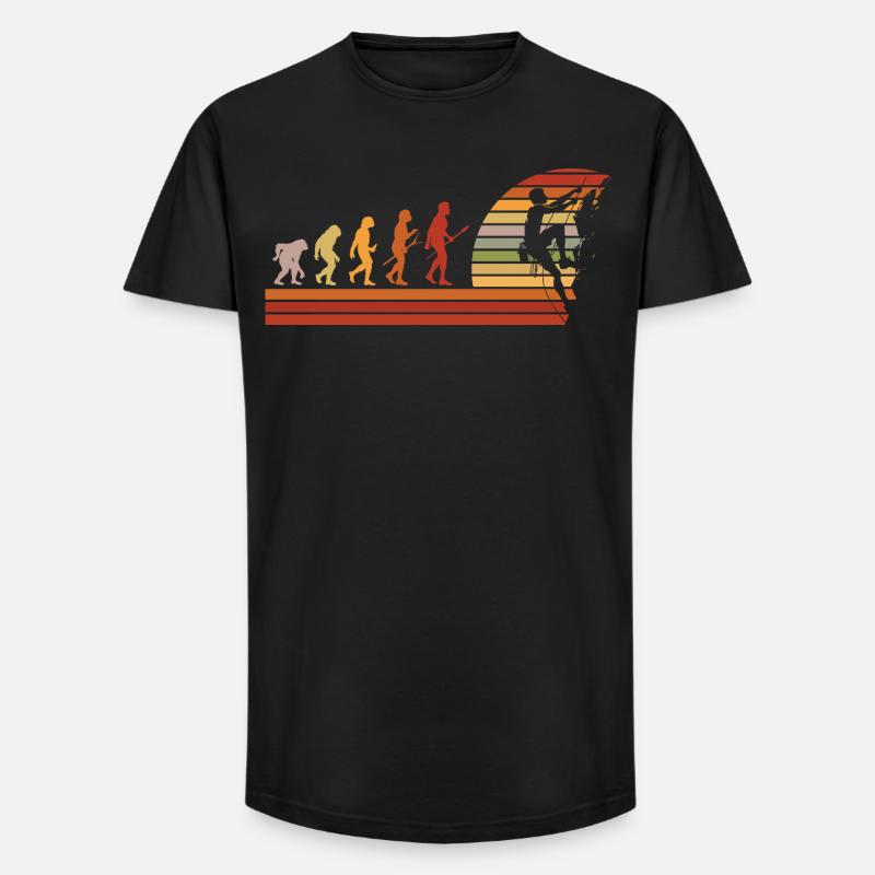 Evolution des Kletterns Retro Design - Long Fit Männer T-Shirt - Schwarz