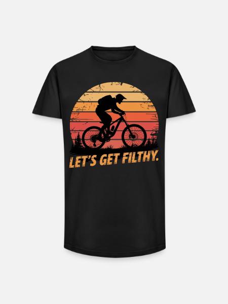 VTT, Descente, Action du cyclisme - T-shirt coupe longue homme - noir