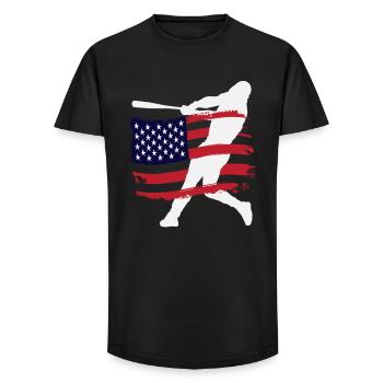 USA Flag Baseball Player Silhouette - Long Fit Men's T-Shirt - black - Front - AI Model Male 185 light (185cm)