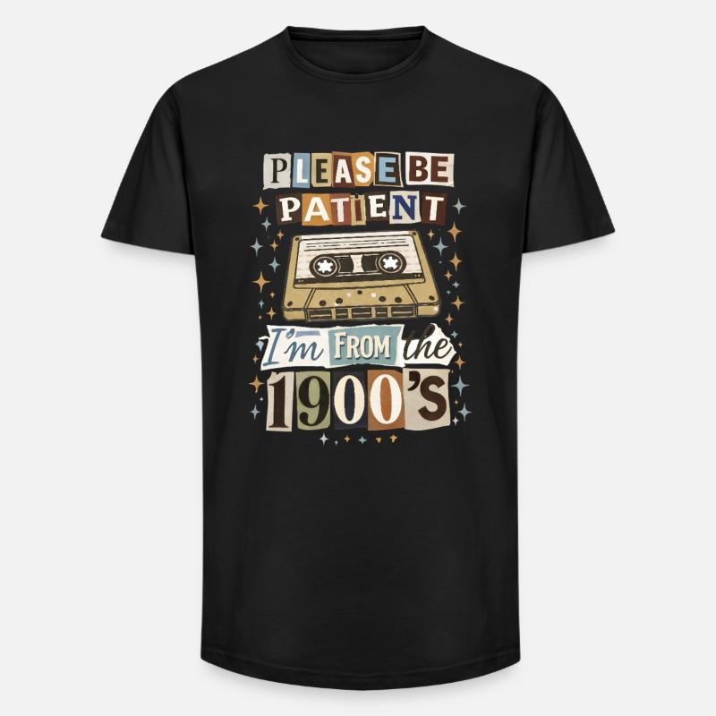 Retro Kassette Nostalgia - Long Fit Männer T-Shirt - Schwarz