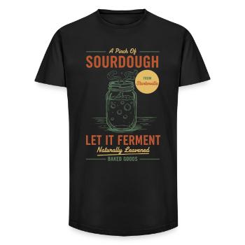 La cuisson au pain au levain permet de fermenter à l’ère du levain - T-shirt coupe longue homme - noir - Devant - AI Model Male 185 light (185cm)