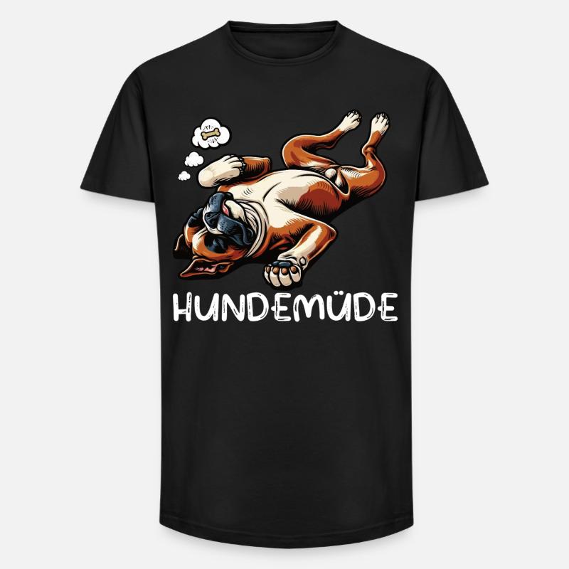 Hundemüde Boxer Boxerhalter Boxerhund Boxerhunde - Long Fit Männer T-Shirt - Schwarz