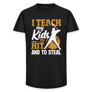 I teach batting and stealing baseball coach - Long Fit Men's T-Shirt - black - Front - AI Model Male 185 light (185cm)
