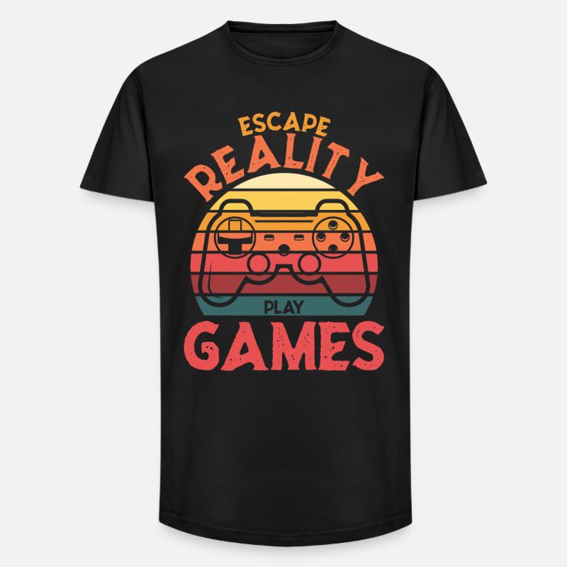 Escape Reality – Spiele & Play Retro Controller - Long Fit Männer T-Shirt - Schwarz