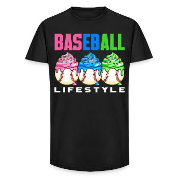 Baseball Lifestyle Cupcakes Sweet - Long Fit Men's T-Shirt - black - Front - AI Model Male 185 light (185cm)
