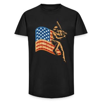 Baseball Player Waffle USA Flag - Long Fit Men's T-Shirt - black - Front - AI Model Male 185 light (185cm)