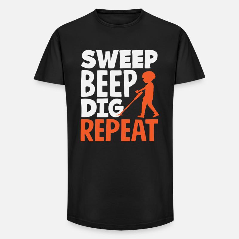 Sweep Beep Dig Repeat Sondengänger Hobby - Long Fit Männer T-Shirt - Schwarz