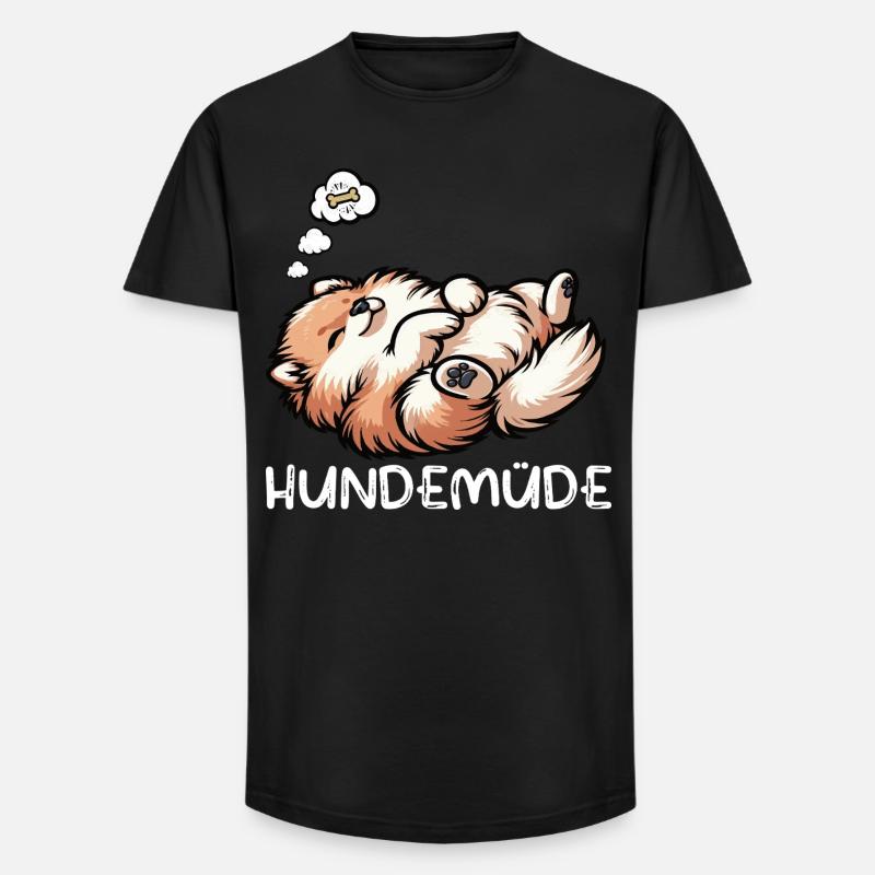 Hundemüde Zwergspitz Zwergspitze Spitzhund Spitz - Long Fit Männer T-Shirt - Schwarz