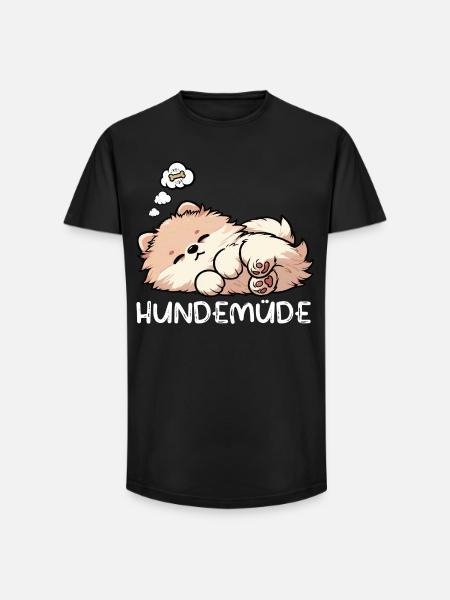 Hundemüde Zwergspitz Zwergspitze Spitzhund Spitz - Long Fit Männer T-Shirt - Schwarz