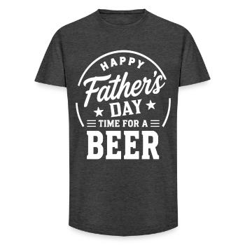 HAPPY FATHERS DAY TIME FOR A BEER Papa Emblem - Long Fit Männer T-Shirt - Anthrazit - Vorne - AI Model Male 185 light (185cm)