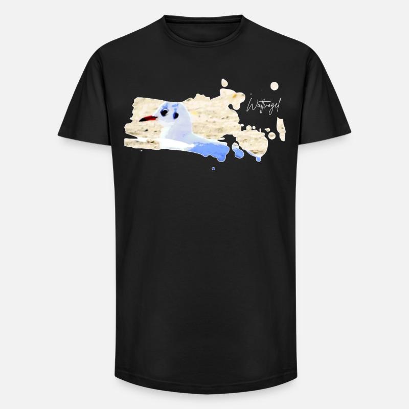Wattvogel Nordsee Möwe - Long Fit Männer T-Shirt - Schwarz