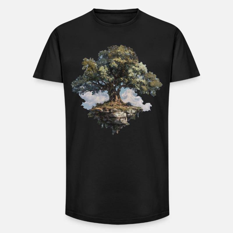 Tree - Long Fit Men's T-Shirt - black